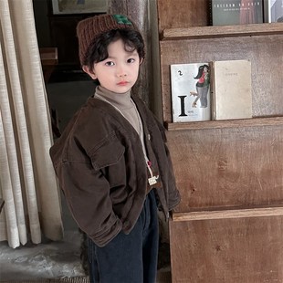 暮晨家新款冬装2024男童加绒半高领打底衫中小童加厚洋气保暖内搭