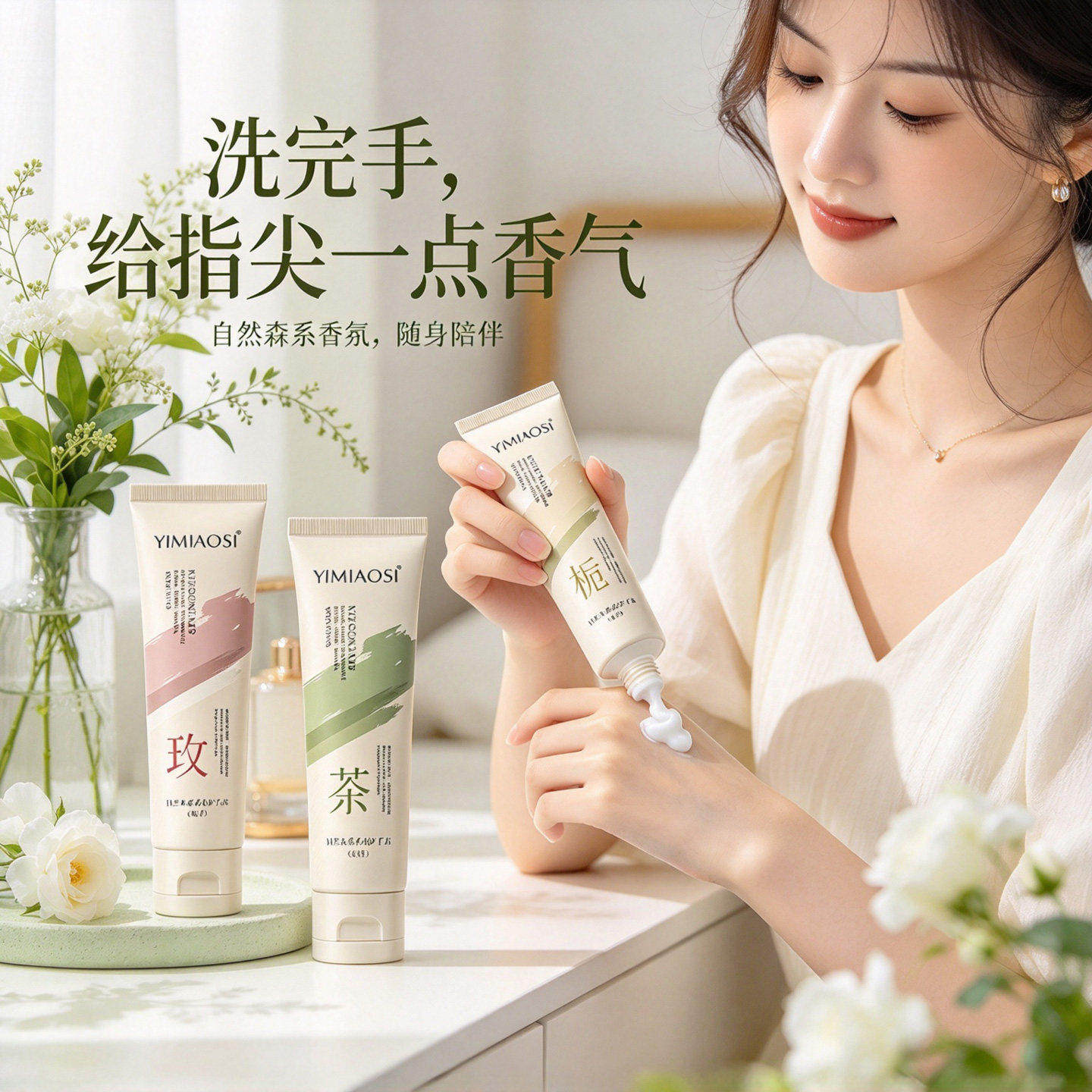 香氛护手霜四支装栀子檀香玫瑰山茶冬保湿滋润手部护理清爽不油腻