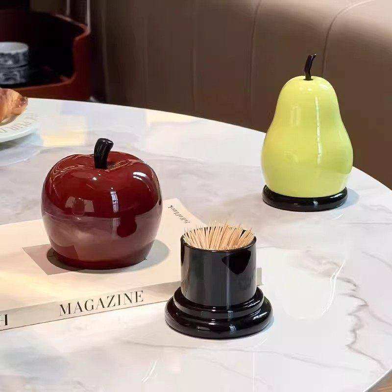 牙签筒家用棉签盒高颜值可爱创意梨子摆件高档牙签牙线盒2025新款,收纳整理,牙签盒,淘宝优惠券,粉丝福利购,淘宝优惠卷