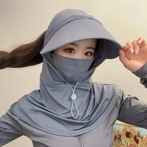 新款防晒冰丝帽全脸遮阳帽子透气