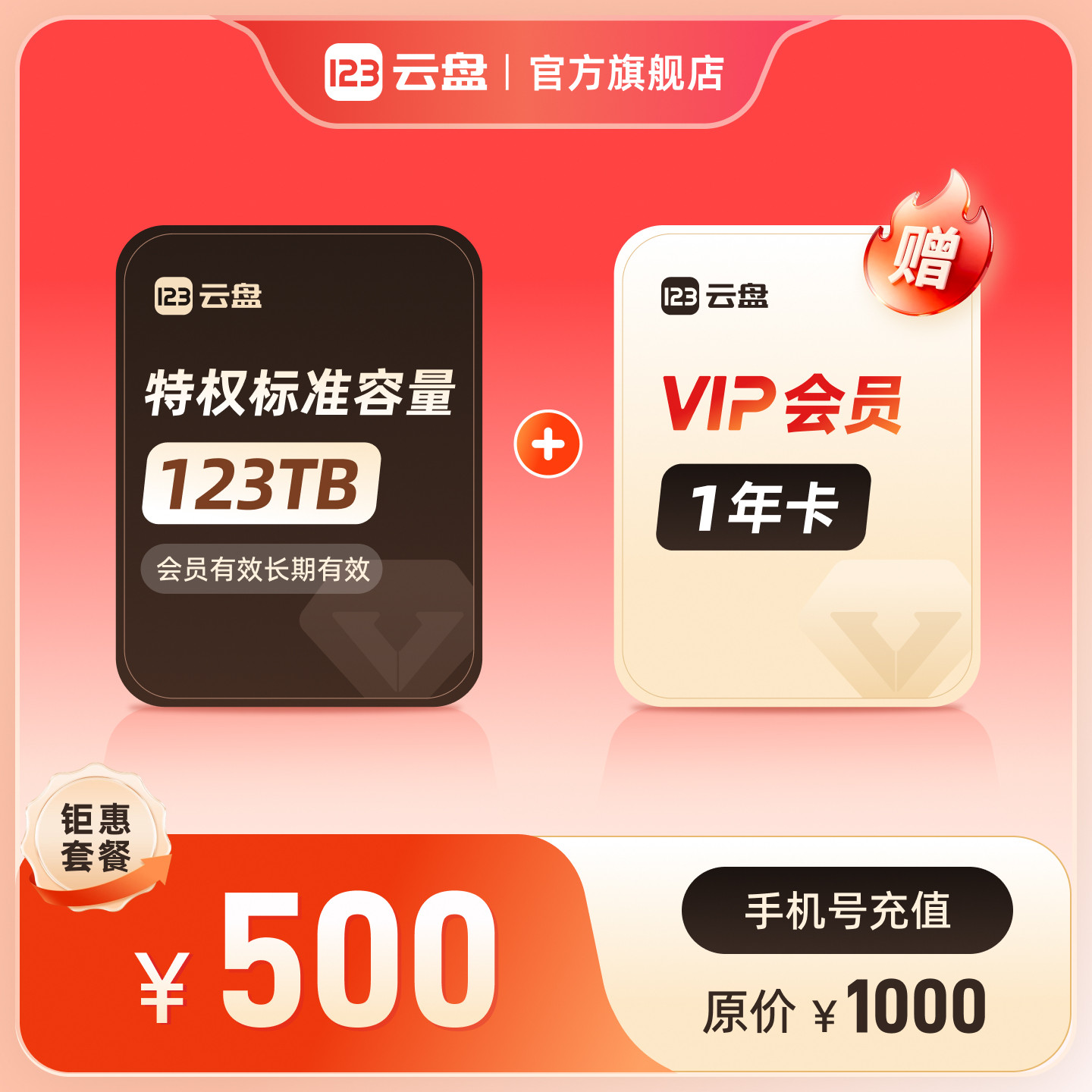 123云盘特权标准容量123TB+1年VIP会员不限速网络资源存储网盘