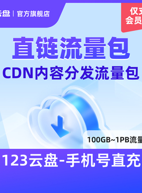 【仅限123云盘会员购买】直链流量包CDN加速下载企业云对象存储