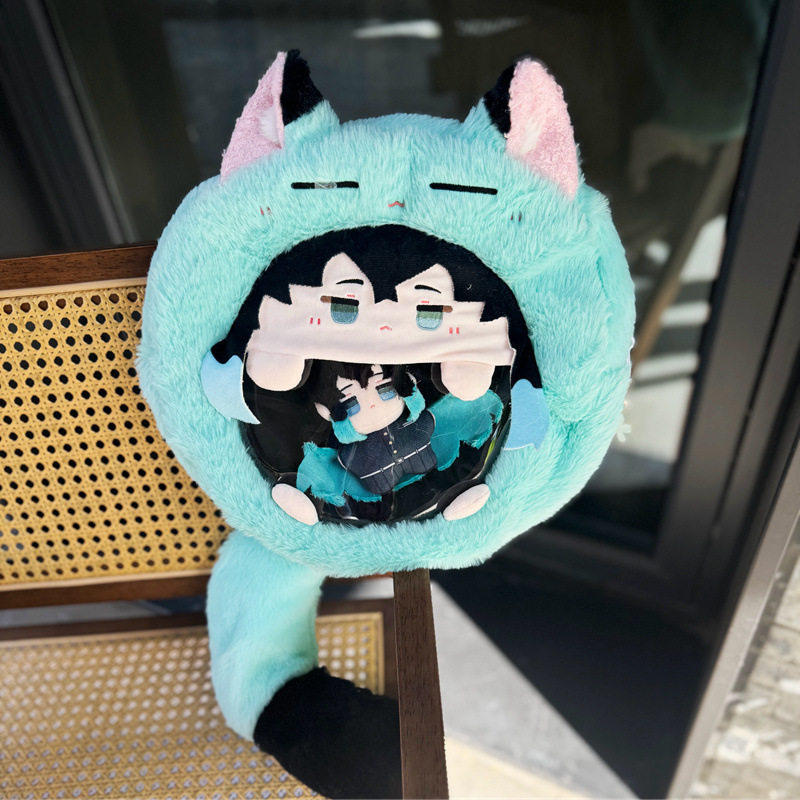 鬼灭之刃痛包动漫周边霞柱时透无一郎可爱毛绒装饰收纳斜挎双肩包