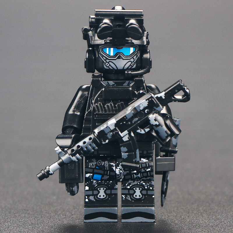 中国威龙特警积木人仔帅气军事特种兵士兵武器儿童拼装礼物玩具