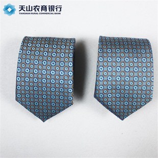 新疆农信农商男士职业装领带手打懒人J易拉得拉链领带蓝色雪莲花