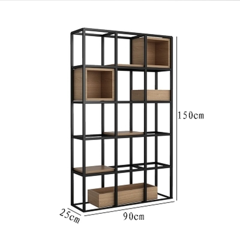 落地简约现代屏风艺术客厅办y公室隔断实木书架北欧铁艺置物架收