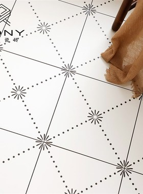 法式黑白卫生g间花砖全瓷阳台厨房瓷砖浴室厕所墙砖防滑地砖30030