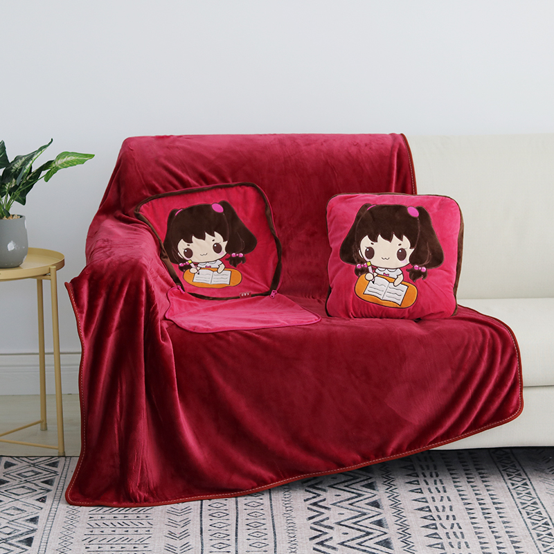 抱枕被子两用汽车靠垫被子办公室沙发J午睡枕头二合一靠背珊瑚绒