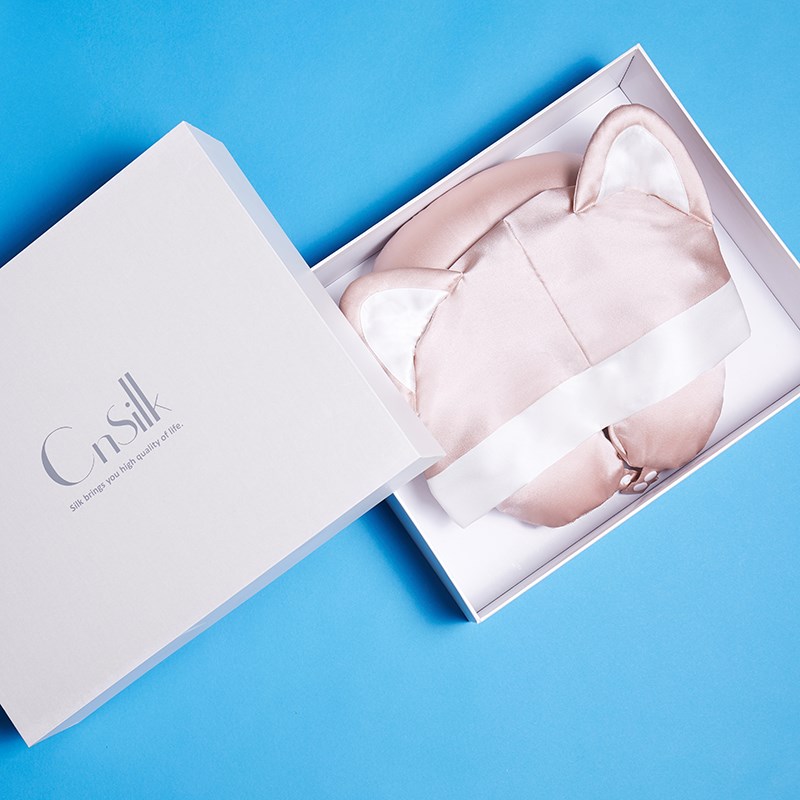 Cnsilk 桑蚕真丝pU型枕飞行旅行靠枕猫型枕午睡办公遮光颈枕可定