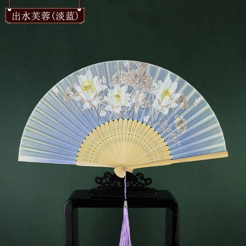 木木夕6寸女式扇子折扇中国风牡丹花扇子M夏季折叠小扇子工艺折扇