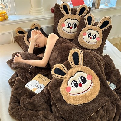 加绒两用抱枕二合一被子加厚汽A车枕头靠垫办公室宿舍午睡折叠盖