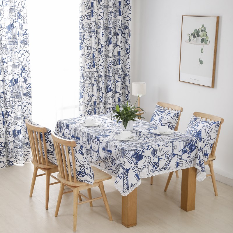 全棉加厚帆布新中式长桌布台布茶几布书桌餐O桌布田园风沙发盖布