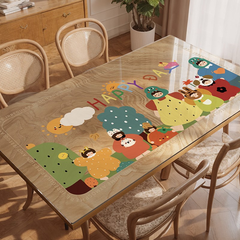 卡通透明软玻璃桌垫防水防油免洗C桌布桌面保护垫防烫耐高温茶几