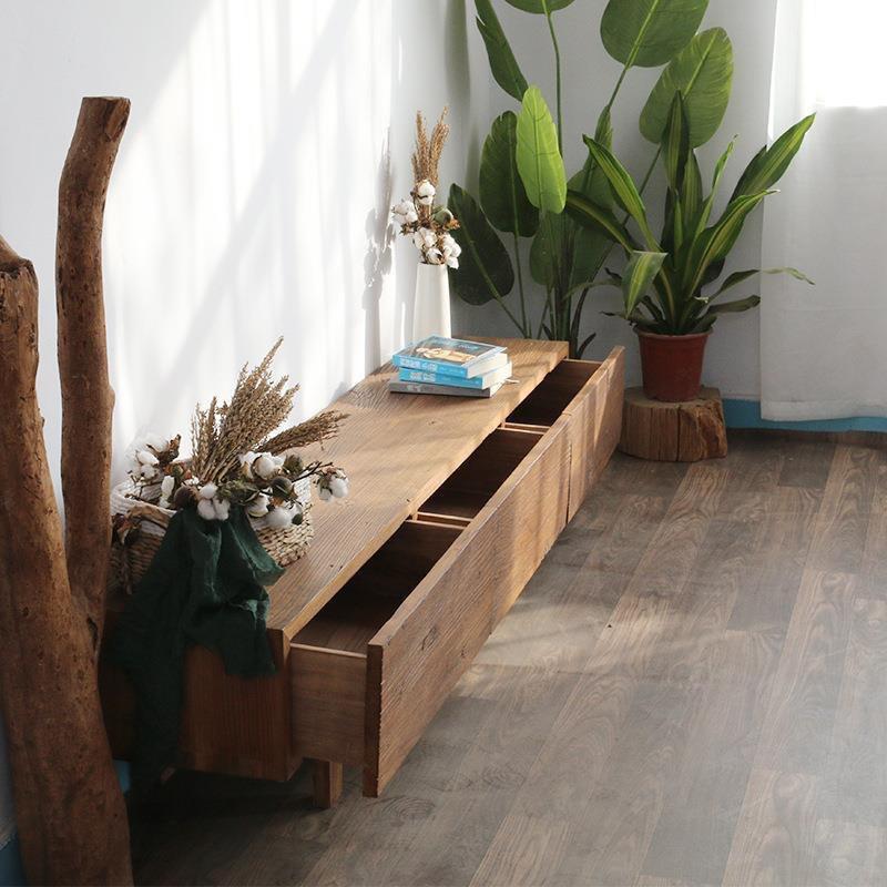 老榆木电视柜客厅储物柜落地式风化老门板家用地柜实木禅意电视柜