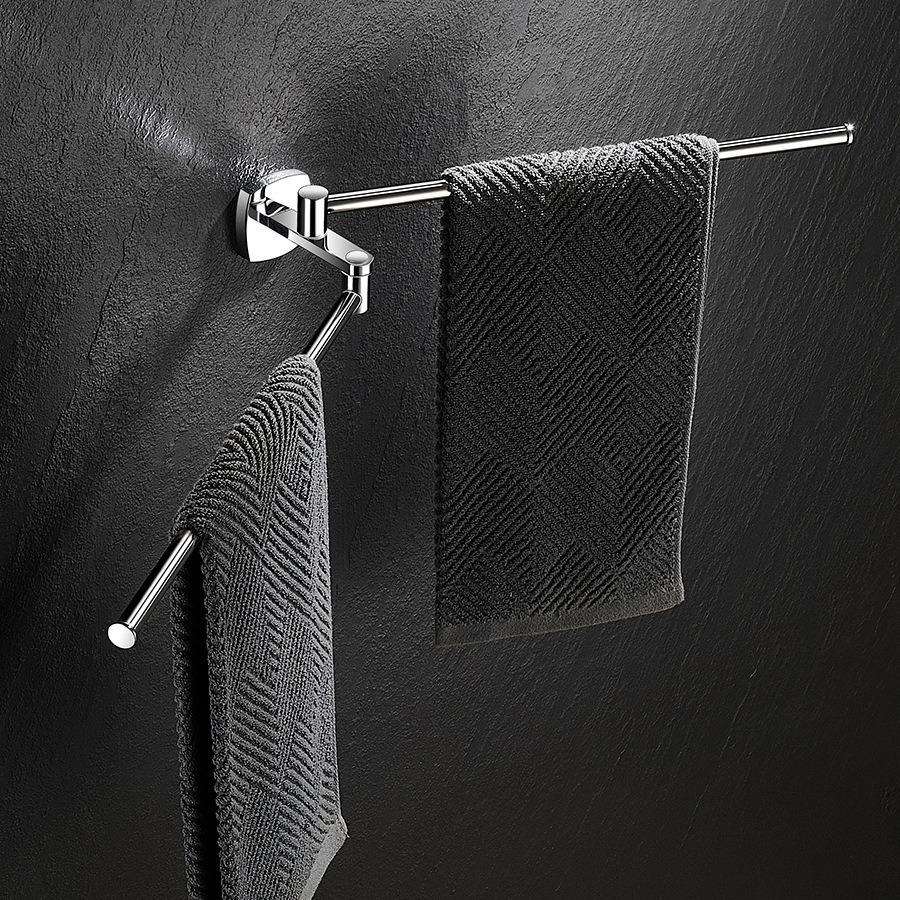 极简浴室活动毛巾杆卫生间轻奢单杆毛巾架壁挂式收纳置物架挂杆