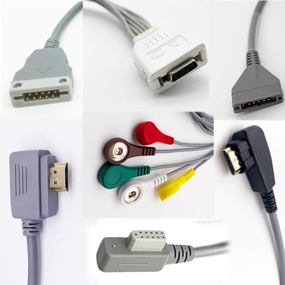 兼容GE席勒长春时代心电监护仪按扣式3/6/10导动态心电导联线