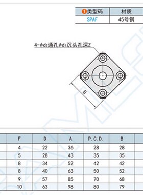 高精度滚珠丝杆固定支撑侧 TSPA   SPAF 6 8 10 12 15 20 25