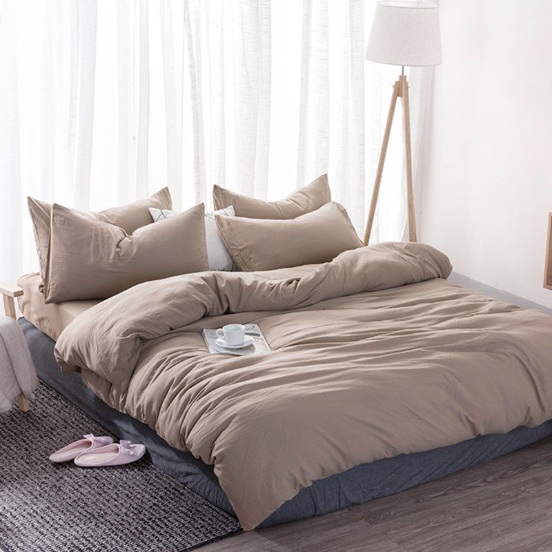 日式水洗棉床上用品四件套全棉纯棉网红被套床单人学生宿舍三件套,床上用品,床品套件/四件套/多件套,淘宝优惠券,粉丝福利购,淘宝优惠卷