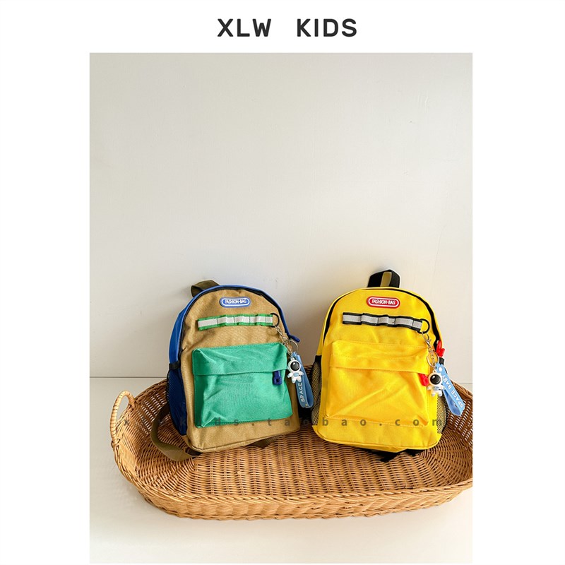 2023新款撞色儿童後背包韩版幼儿园可爱书包男女童宝宝防水背包潮