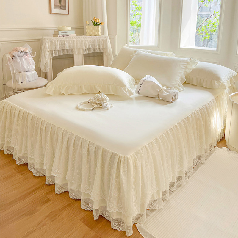 纯色床裙单件蕾丝花边床罩夏季防尘遮丑1.5m1.8x2.0*2.2双人床套,床上用品,床裙,淘宝优惠券,粉丝福利购,淘宝优惠卷