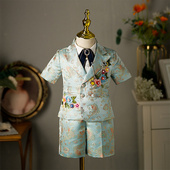 走秀潮服主持人小男孩西服男童高端小礼服演出服 夏季 儿童西装 套装