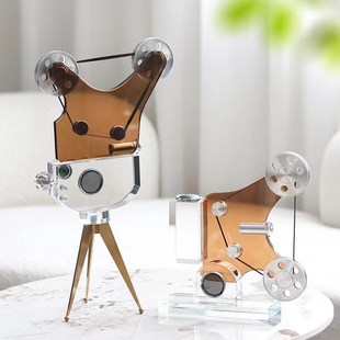 轻奢仿古复古水晶电影留声放映机模型摆件工作室样板间民宿装 饰品