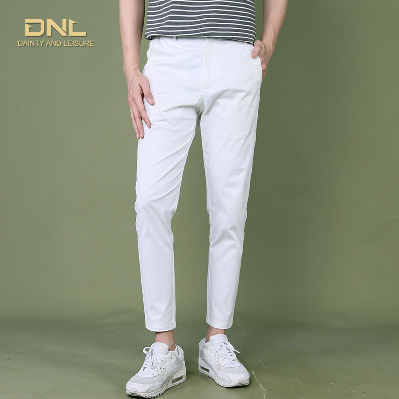 夏季薄款休闲白色九分裤男修身韩版小脚百搭 纯棉弹力9分裤子男潮,男装,休闲裤,淘宝优惠券,粉丝福利购,淘宝优惠卷