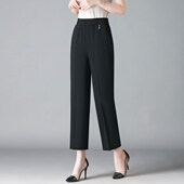 冰丝直筒裤 女透气吸汗中老年女薄款 宽松大码 妈妈夏装 松紧腰九分裤