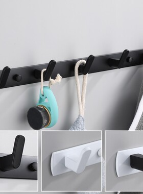 黑色浴室挂钩排钩衣钩 黑加白色太空铝门后钩衣帽钩衣服钩免打孔