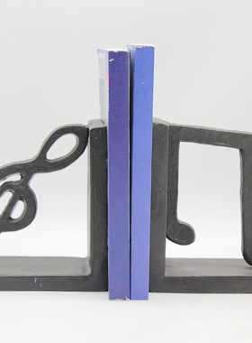 欧式铸铁乐符书挡家居复古手工摆件书房桌面办公书书立怀旧纪念品