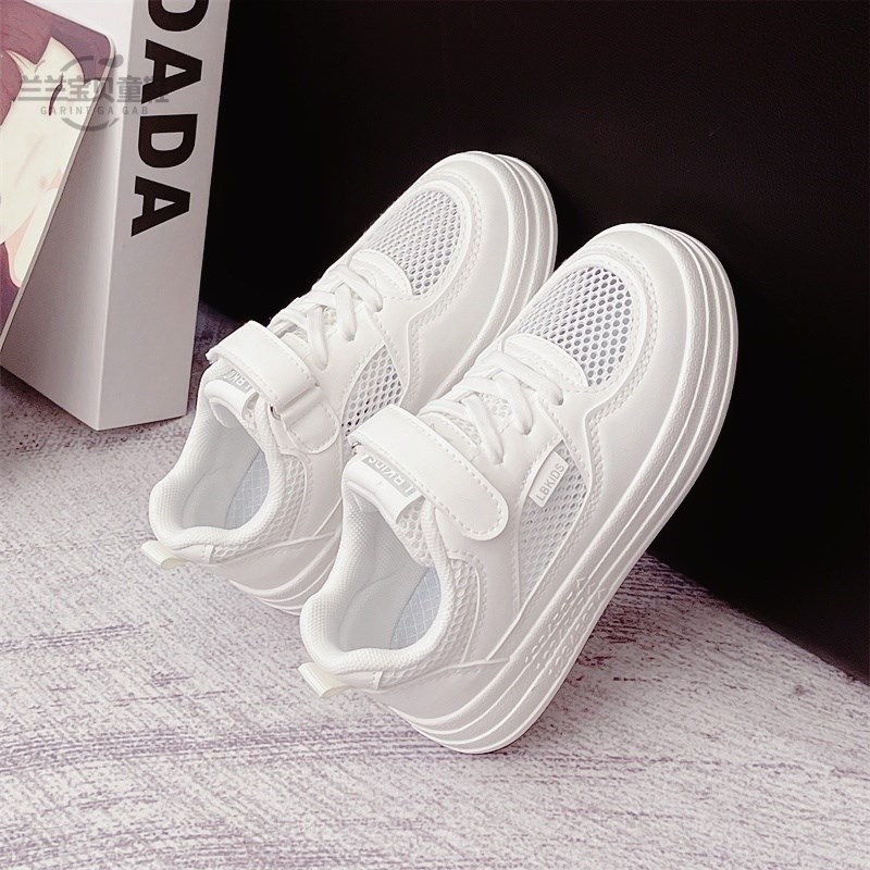 2025春夏新款透气网面儿童板鞋简约百搭女童小白鞋软底运动男童鞋