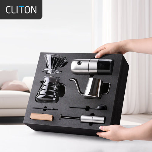 电动咖啡磨豆机 手摇咖啡豆研磨机手冲手磨咖啡机滤杯手冲壶套装