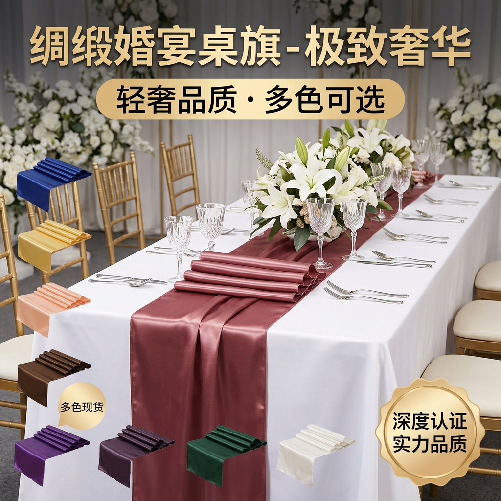 酒店绸缎轻奢婚礼桌布