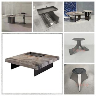 不锈钢茶几脚桌子腿支架岩板角几大理石边几圆台面桌子脚金属底座