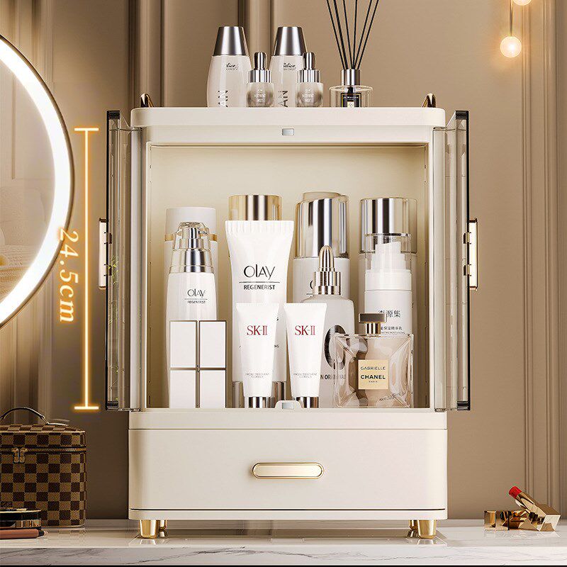 化妆品收纳盒刷桌面高级感护肤品面膜口红防尘桌面U透明抽屉置物