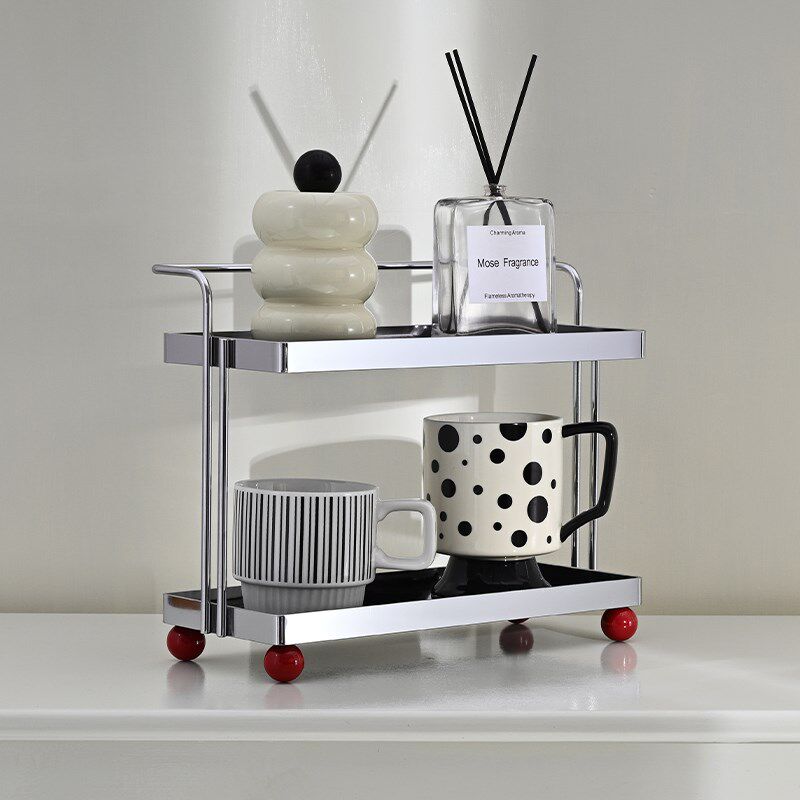 中古风桌面收纳架卫生间玄关双层护肤化妆O品置物架杯子水杯架子
