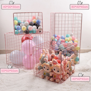 铁丝网格立方体柱方框o架粉色铁丝网店铺装修橱窗摆件婚庆布置道