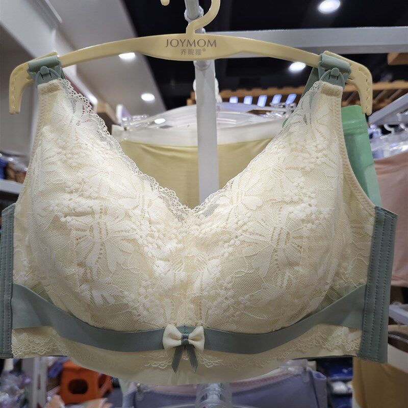 茶纤维大罩杯无钢圈哺乳文胸怀孕妇喂奶内衣女Q薄款聚拢无钢圈胸