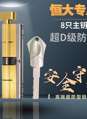 恒大地产专用型加长单头带尾巴旋钮超DD级8轨道高端防盗锁芯105中