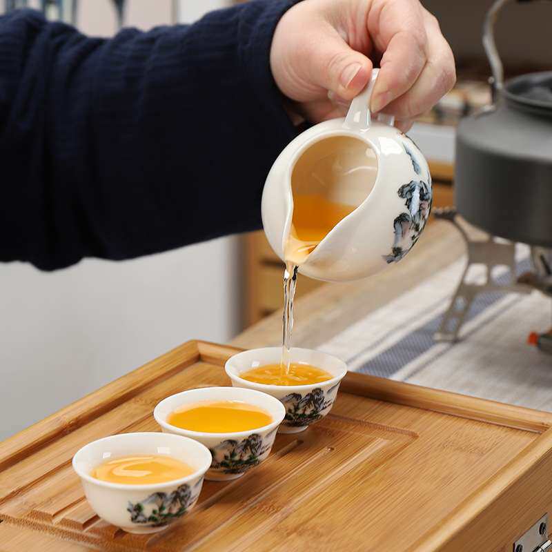 BK9K 陶瓷旅行茶具带烧水壶户外泡茶套装便携煮茶炉汽罐炉具灶