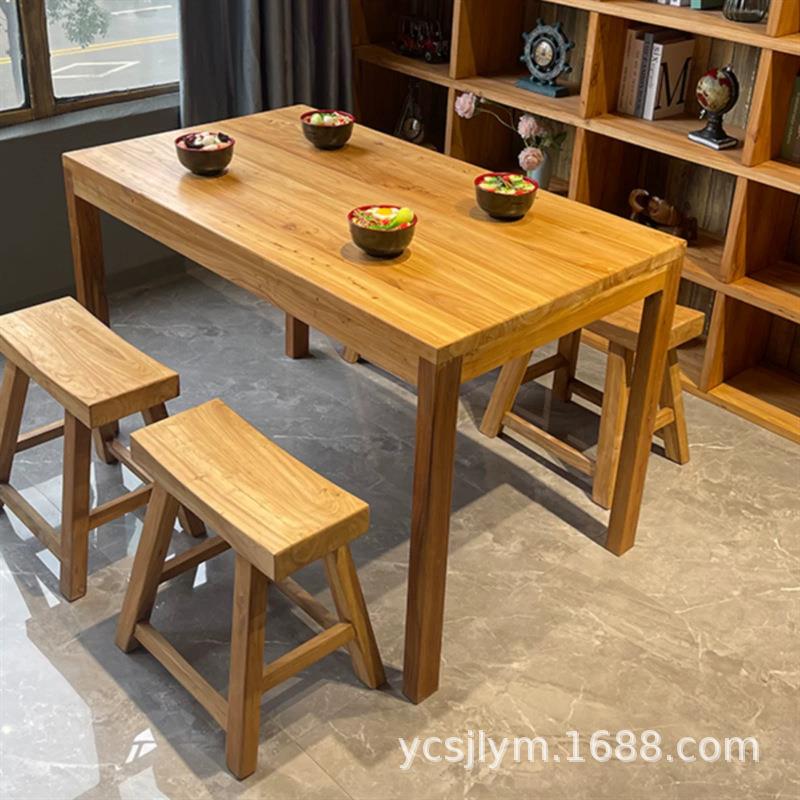 老榆木正方形小方桌家用客厅喝茶桌八仙桌榆木家具组合桌椅小茶台