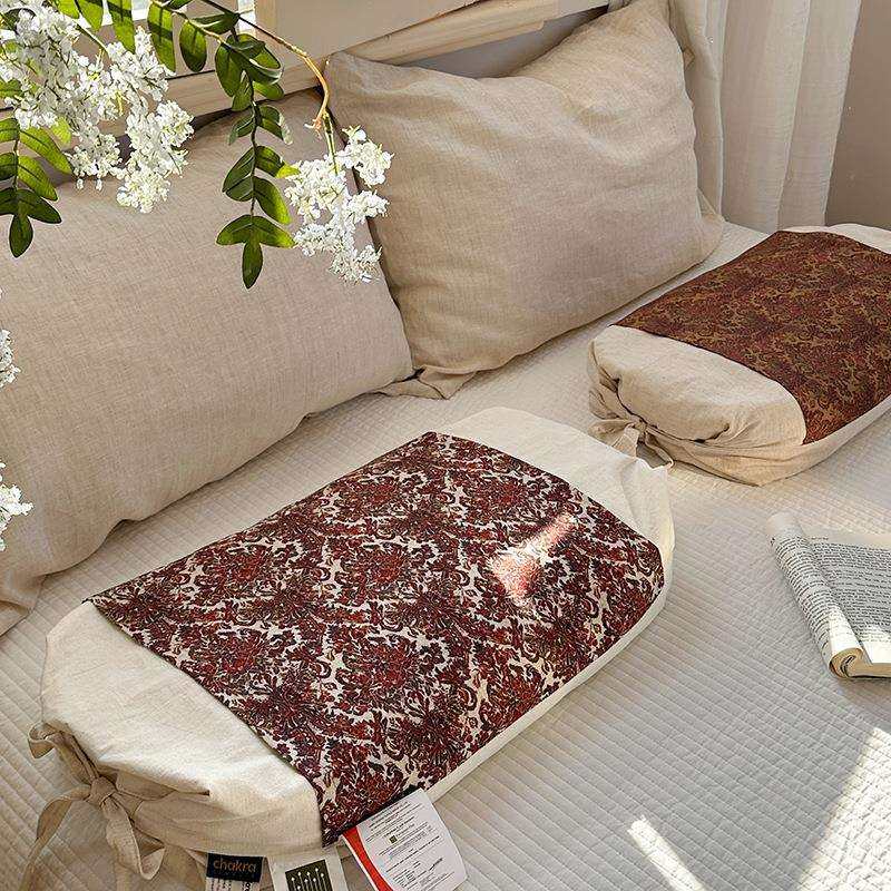 复古亚麻荞麦枕高度可调节护颈椎枕头学生成人专用硬枕芯