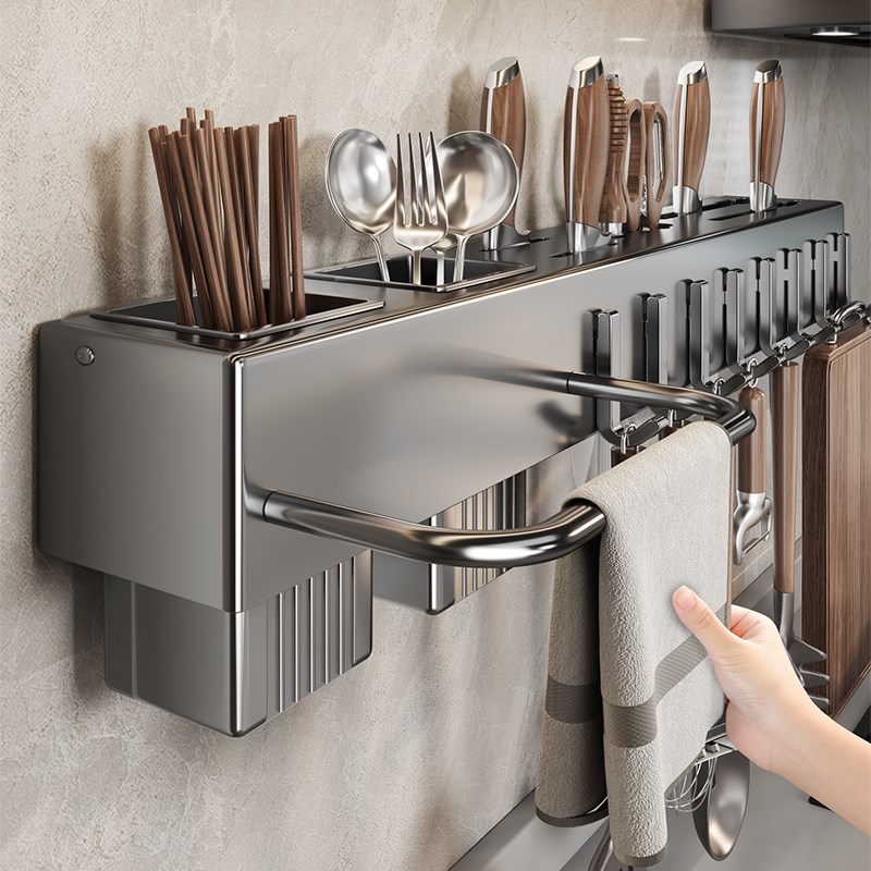 多功能刀架厨房刀具用品置物架筷笼一体收纳架筷子筒壁挂式免打孔