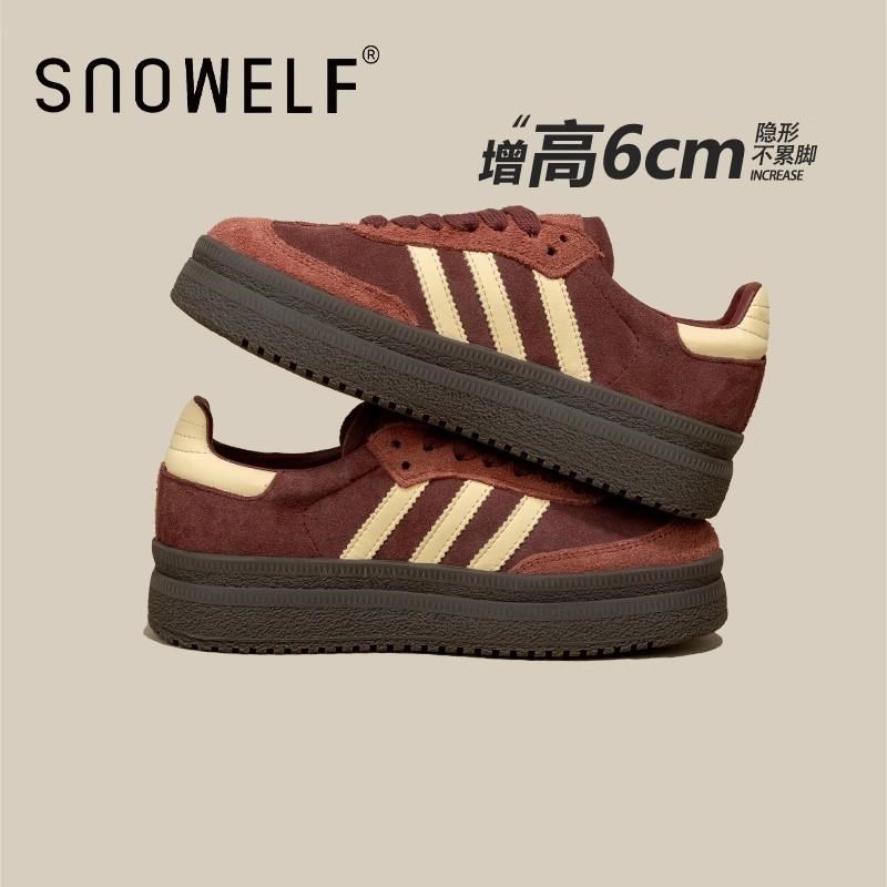 2024秋冬内增高女鞋新款厚底松糕鞋系带百搭德训鞋休闲运动板鞋潮