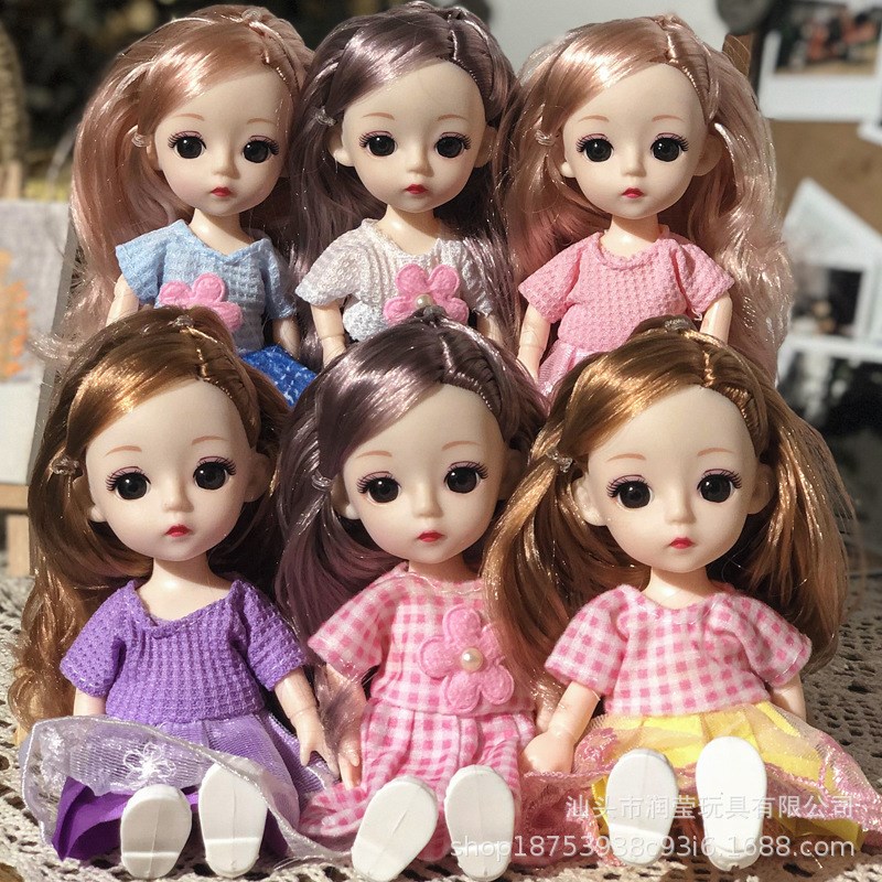 贝安莉新款16cm洋娃娃汉服套装迷你女孩公主过家家玩具幼儿园礼品