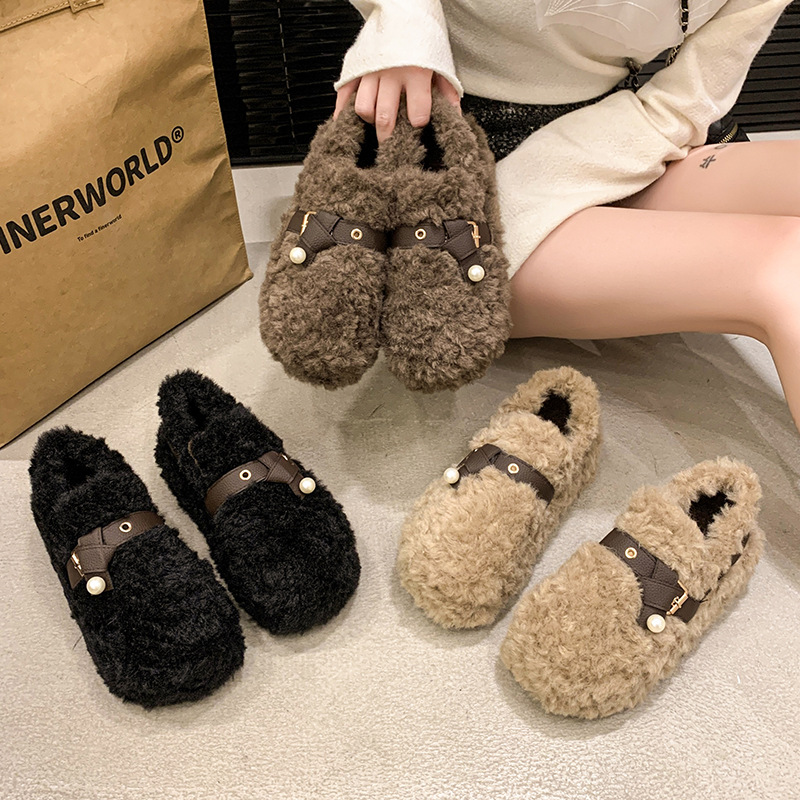 厚底秋冬鞋女外穿ins毛毛包头半