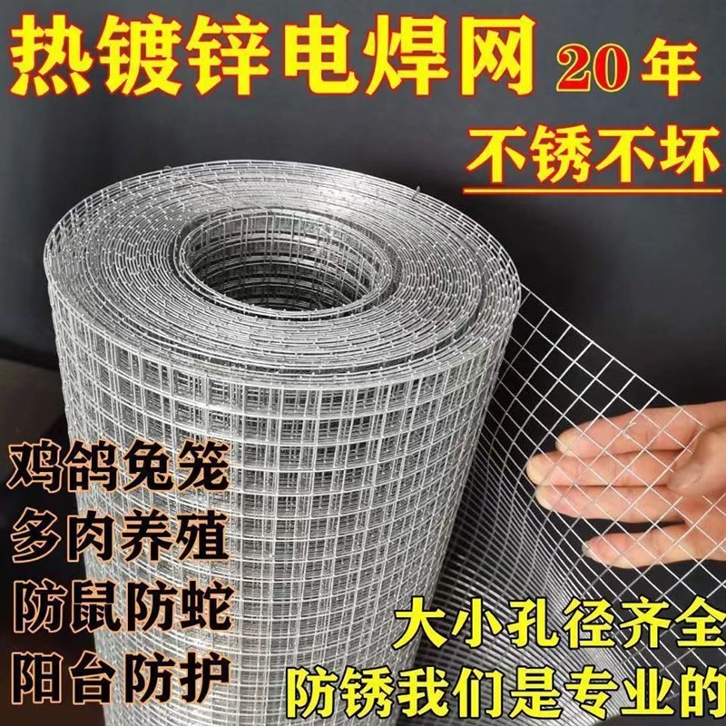 镀锌防锈铁丝网钢丝网围栏养殖网防鼠防蛇鸡鸭热镀锌阳台防护网
