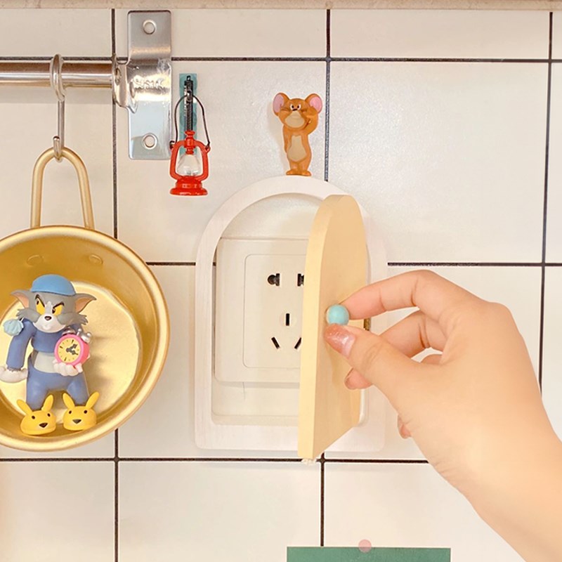 杰瑞的门开关贴卡通插座遮丑保护套实木装饰墙贴墙面按钮遮挡盖板