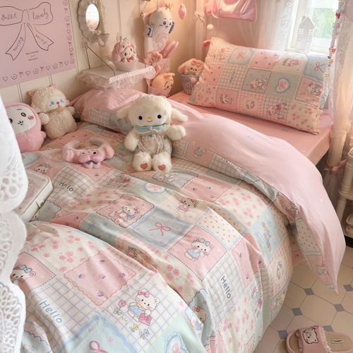 女大学生宿舍床上三件套纯棉床单四件套全棉高中生专用被子六件套