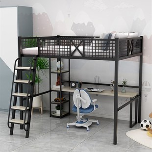 铁高架床单上层复式二楼床小公寓上层床F下层桌子空气交错高低床